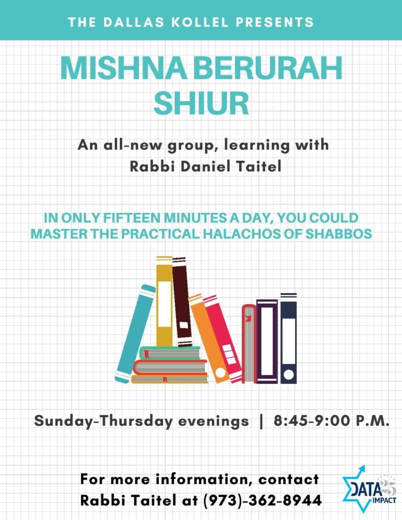 Dallas Kollel Mishna Berura Shiur 1
