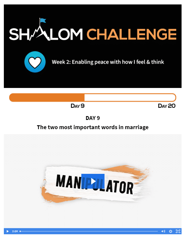 CCHF Shalom Challenge Day Nine: The Two Most Important Words in Marriage 1