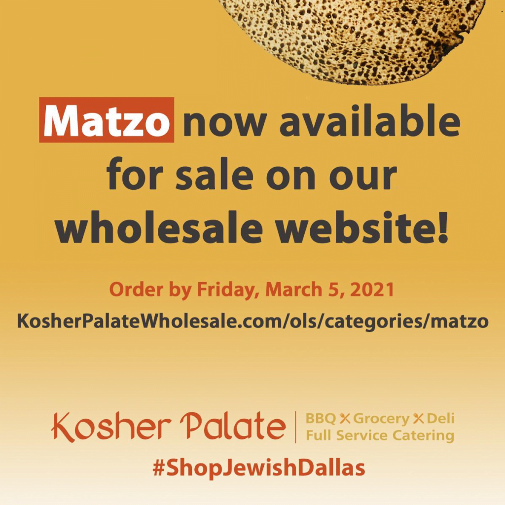 Matzo Order Due Friday, March 5, 2021 1