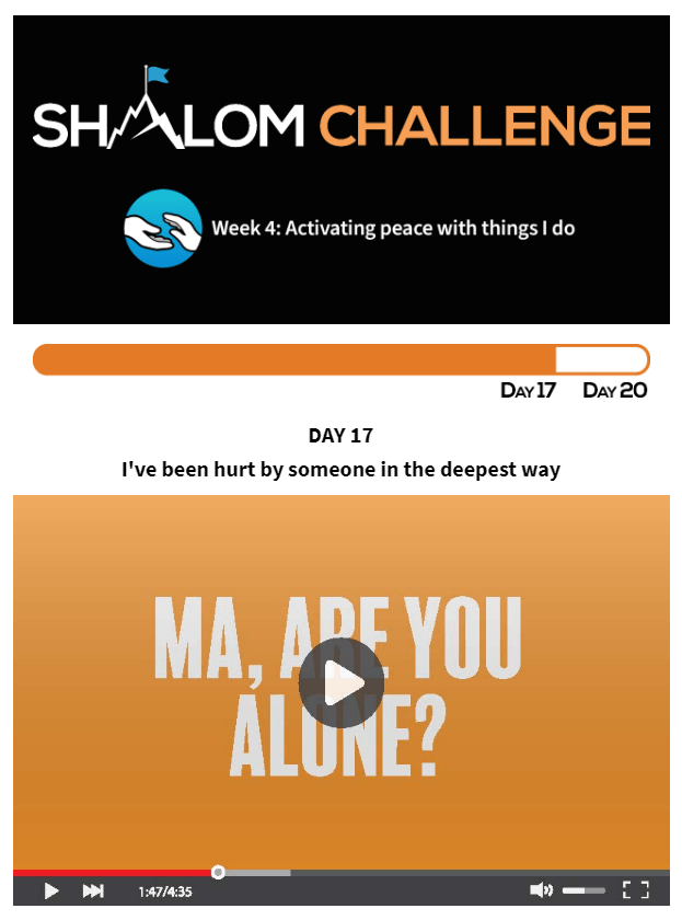CCHF Shalom Challenge Day 17: Ma, Are You Alone? 1
