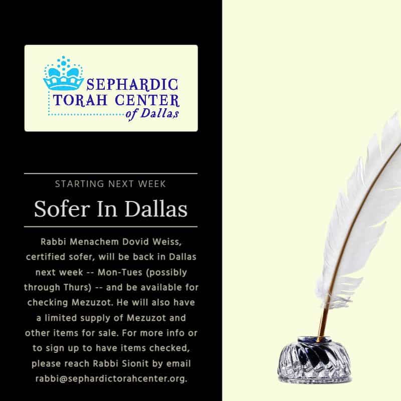 Sofer in Dallas Next Week 1