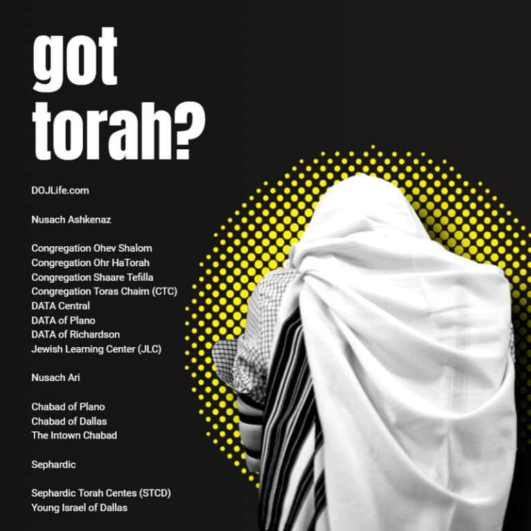 got torah? Davening & Learning Resume Across the DOJ Metroplex