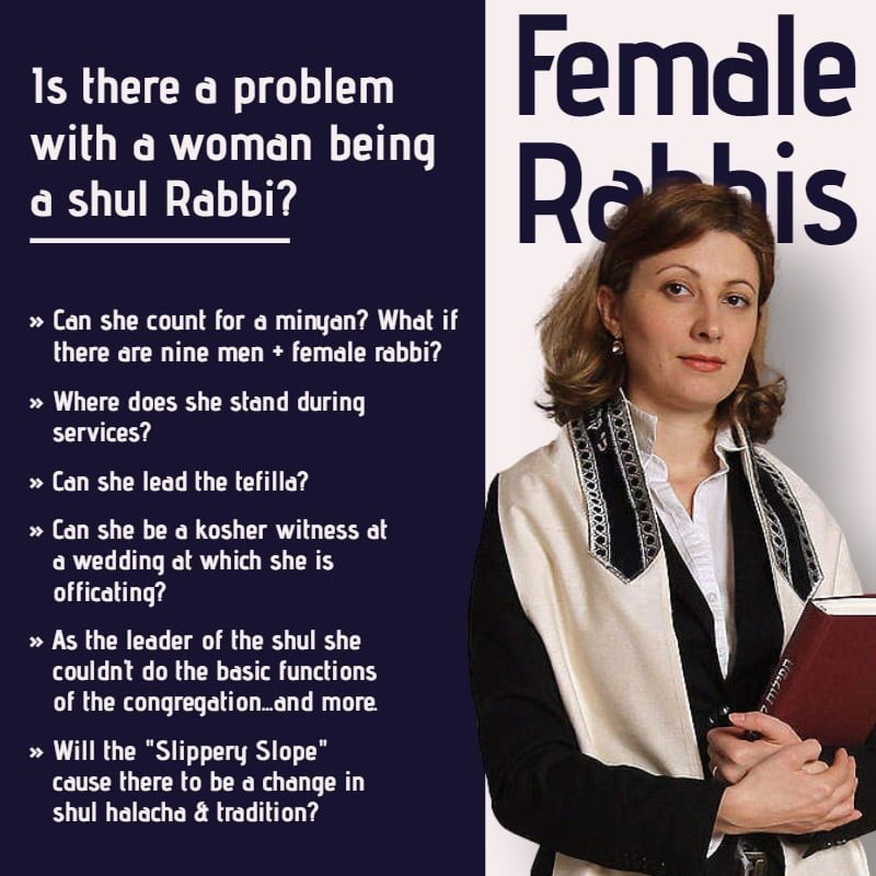 Halacha Headlines: Female Rabbis – Is there a problem with a woman being a shul Rabbi? 1 Halacha Headlines: Female Rabbis – Is there a problem with a woman being a shul Rabbi? 1