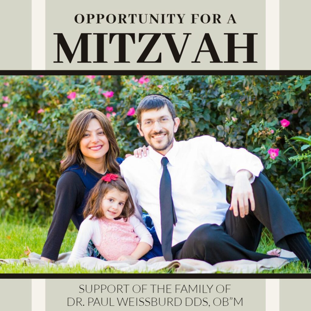 Opportunity for a Mitzvah: Please Support the Family of Dr. Paul Weissburd, DDS, OB"M