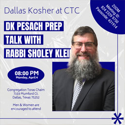 DK Pesach Prep Talk at CTC with Rabbi Sholey Klein