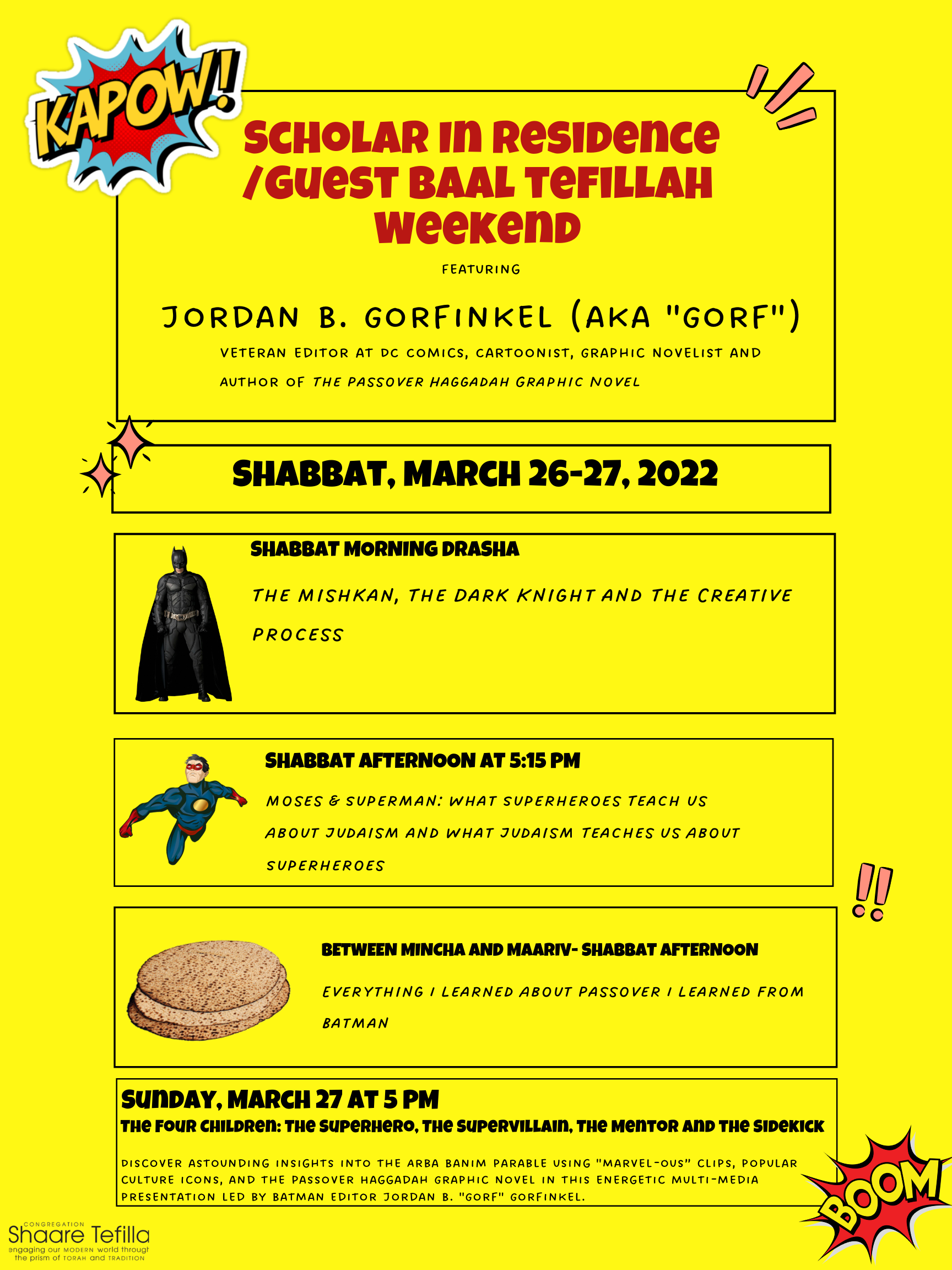 Scholar in Residence / Guest Baal Tefillah Weekend