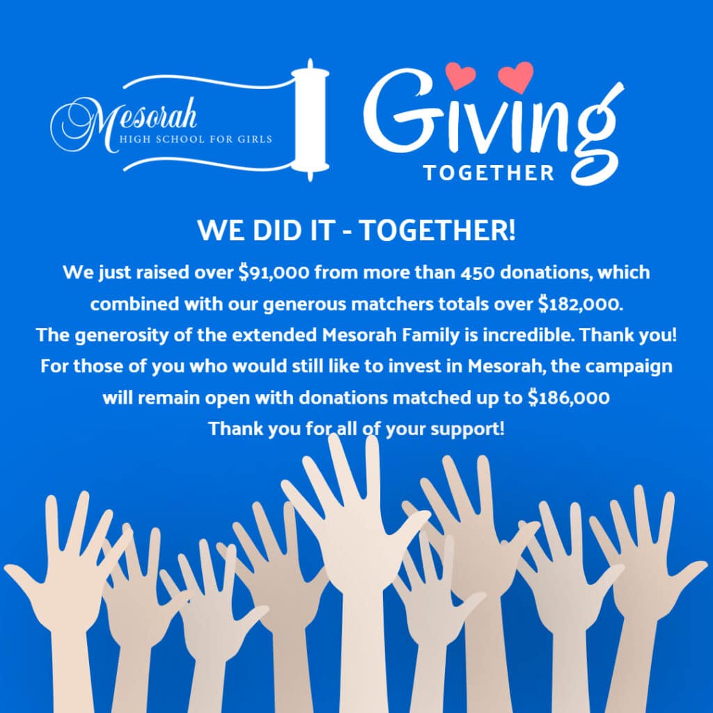 Mesorah High School for Girls: Giving Together