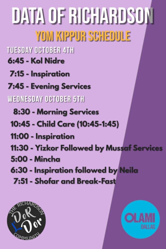 DATA of Richardson Yom Kippur Schedule
