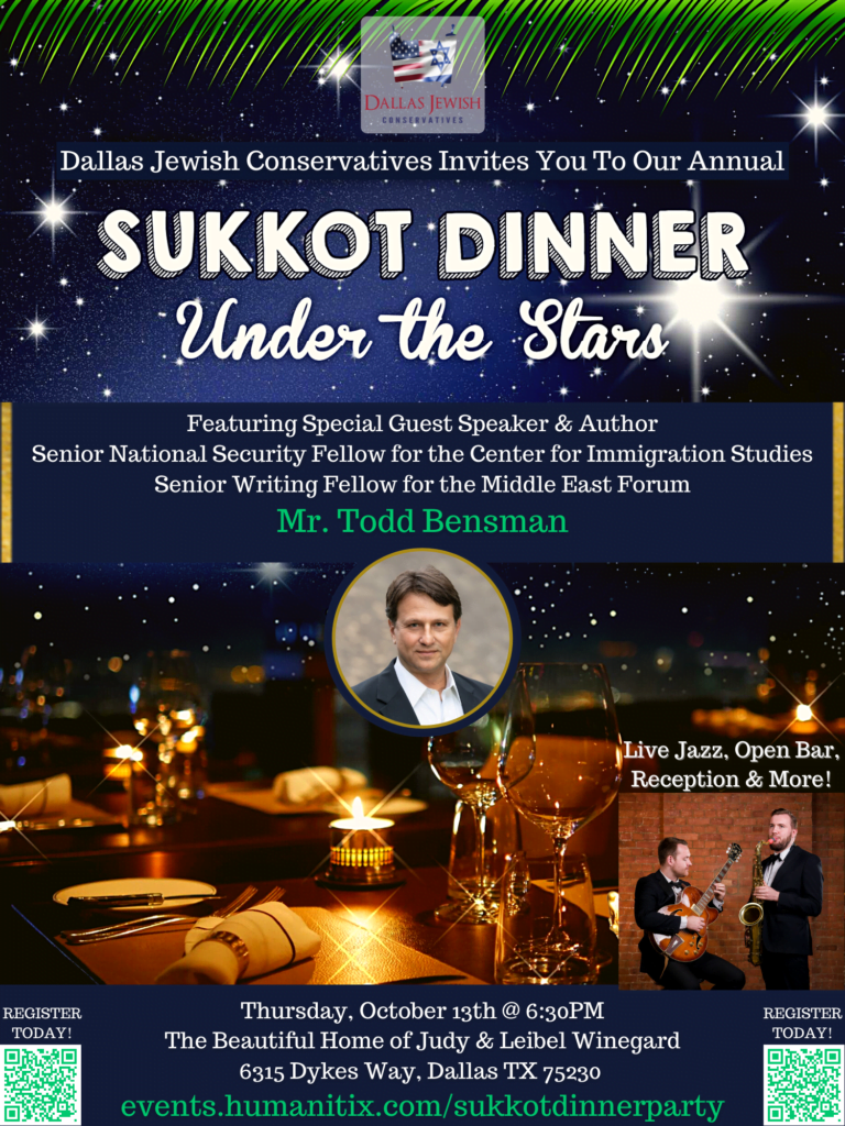 Dallas Jewish Conservatives Invites You to Our Annual Sukkot Dinner Under the Stars