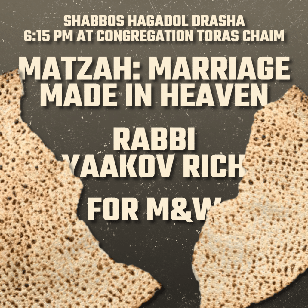Matzah: Marriage Made in Heaven - Shabbos Hagadol Drasha at CTC