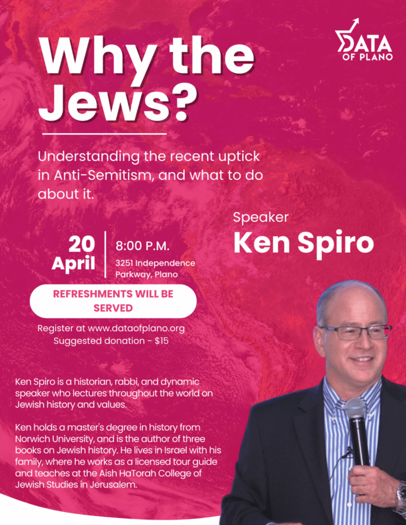 Don't miss this Thursday's international speaker, coming to Plano. 1