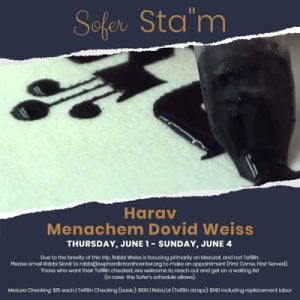 Sofer Sta”m in Dallas, Thursday, June 1 – Sunday, June 4
