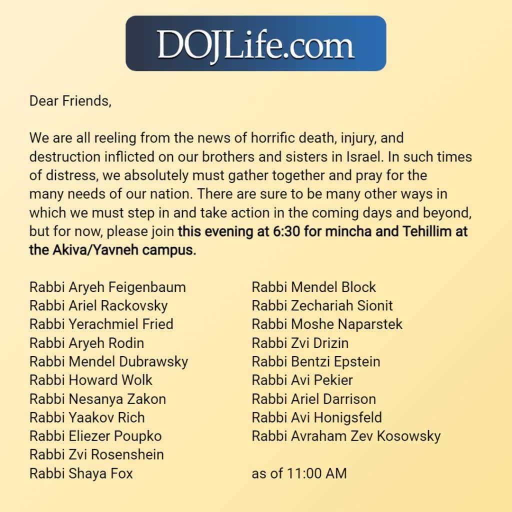 Daven for Israel: Community Unity in the Dallas Metroplex Mon, Oct 9, 2023 2