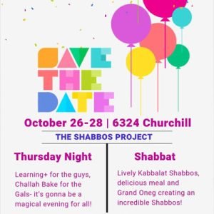 Save the Date: Oct 26-28, The Shabbos Project