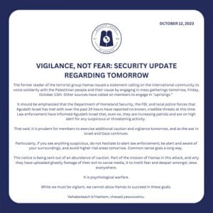 Vigilance, Not Fear: Security Update Regarding Tomorrow 6 Vigilance, Not Fear: Security Update Regarding Tomorrow
