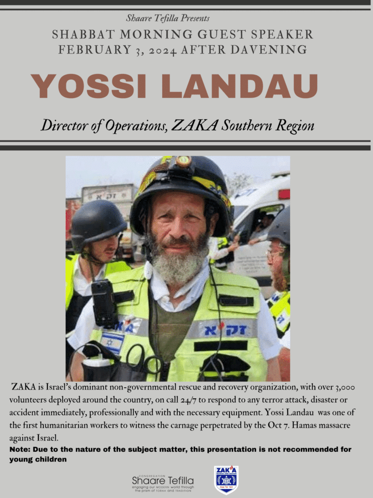 This Shabbos at Shaare Tefilla: Yossi Landau of ZAKA