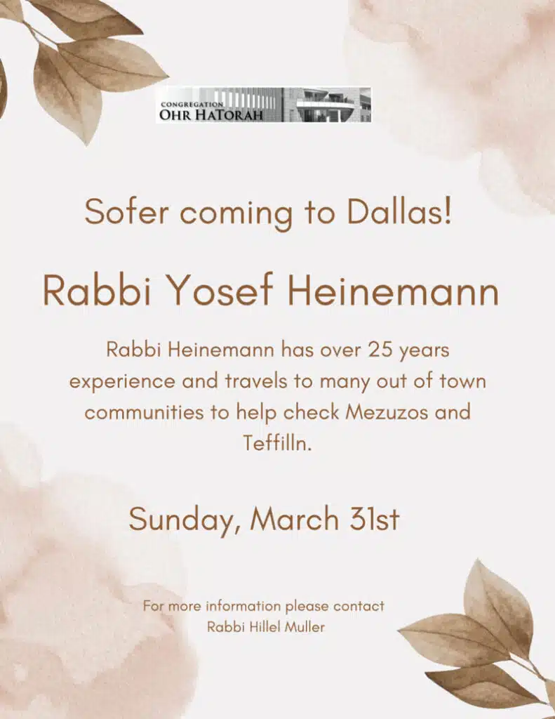 Experienced Sofrim Coming to Town this Sunday
