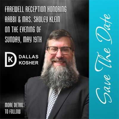 Farewell Reception Honoring Rabbi & Mrs. Sholey Klein