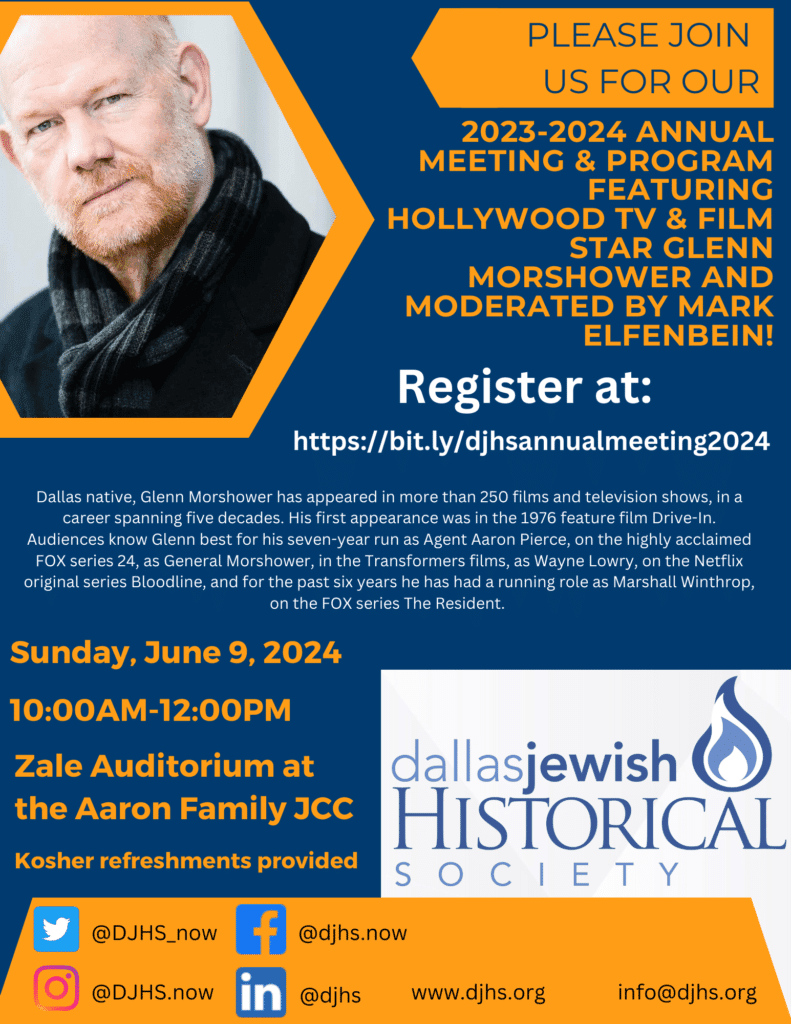 Dallas Jewish Historical Society Annual Meeting with Registration Link