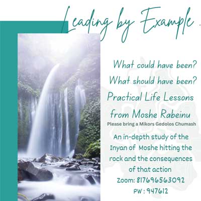 Leading by Example: A Shiur for Women and Post Seminary Girls