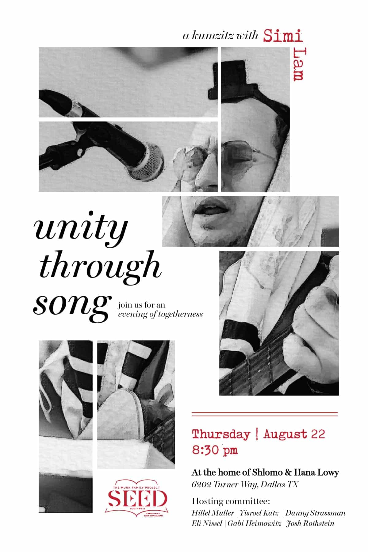 SEED Kumzitz for the Men of the Community: Thursday, August 22, 8:30 PM