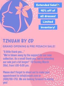 Tznuah by CD: Extended Pre-Pesach Sale!