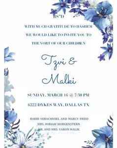 Mazel Tov to Rabbi Yerachmiel & Marcy Fried