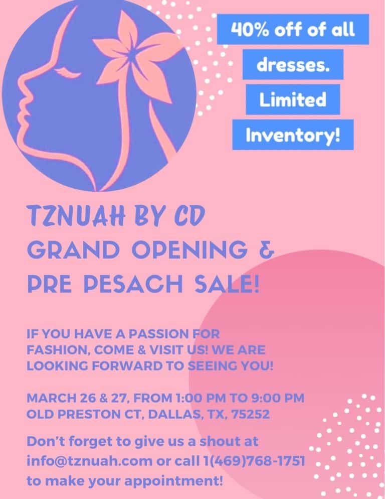 Tznuah by CD: Grand Opening & Pre-Pesach Sale!