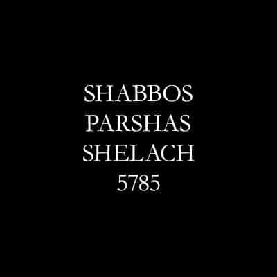 Shabbos Parshas Shelach 5785