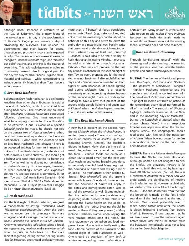 Tidbits for Rosh Hashana