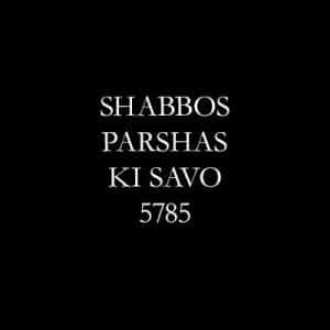 Shabbos, Parshas Ki Savo 5785