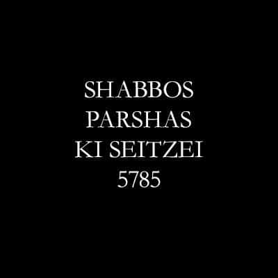 Shabbos, Parshas Ki Seitzei 5785
