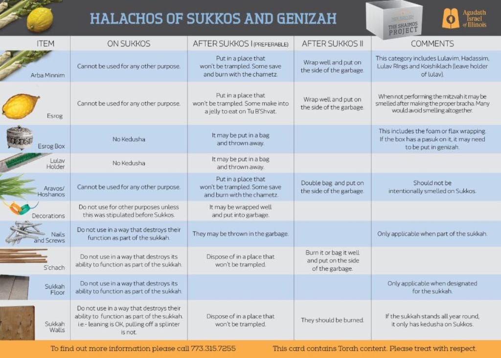 Halachos of Sukkos and Genizah 1